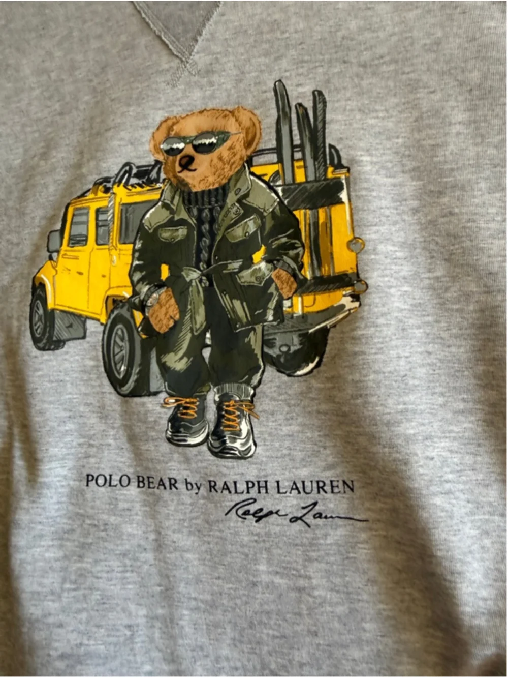 Polo Ralph Lauren Mens defender bear print sweatshirt in grey marl size large